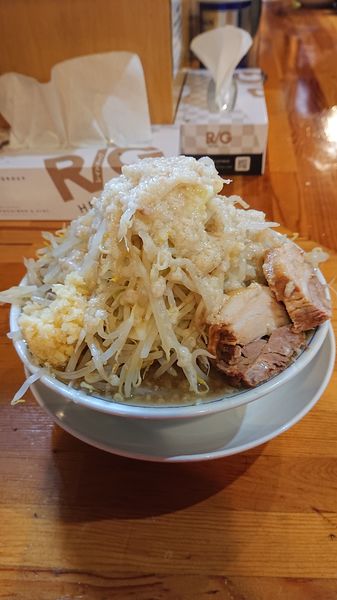 「ラーメン  野菜マシ  油  ニンニク」@連の写真