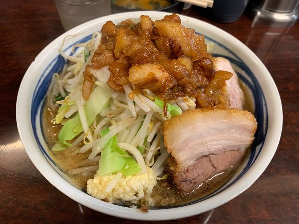「小ラーメン 生たまご(ニンニク・ヤサイ・アブラ)」@ラーメン二郎 めじろ台店の写真