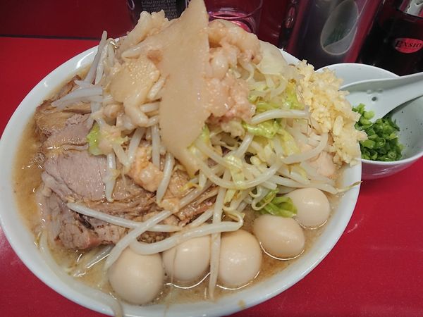 「ラーメン小  青＋豚＋鶉」@ラーメン二郎 西台駅前店の写真
