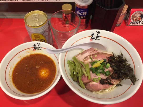 「味玉チャーシュー麻辣柚子塩つけ麺＋ハイボール」@らーめん えんやの写真