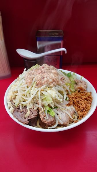 「ネギ汁なし大    野菜  ニンニク  アブラ」@ラーメン二郎 中山駅前店の写真