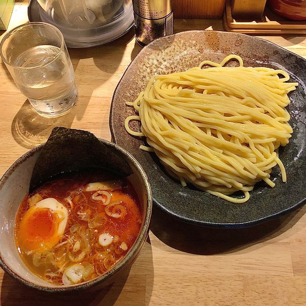 「辛味つけ麺中盛820円‬﻿」@つけ麺屋 やすべえ 渋谷店の写真