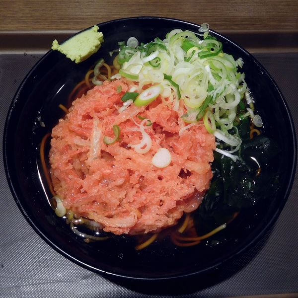 「紅生姜天そば（430円）ネギ多め＋わさび少し」@名代 富士そば 新宿都庁店の写真