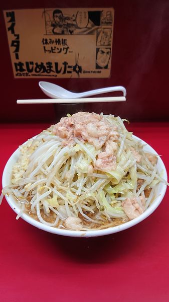「大ラーメン  野菜  ニンニク  アブラ」@ラーメン二郎 中山駅前店の写真