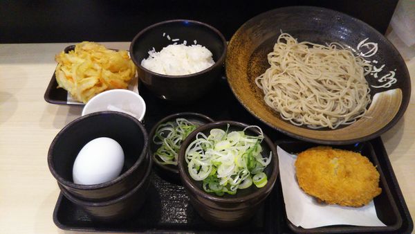 「納豆コロッケセット、かきあげ(クーポン)」@ゆで太郎 谷田部店の写真