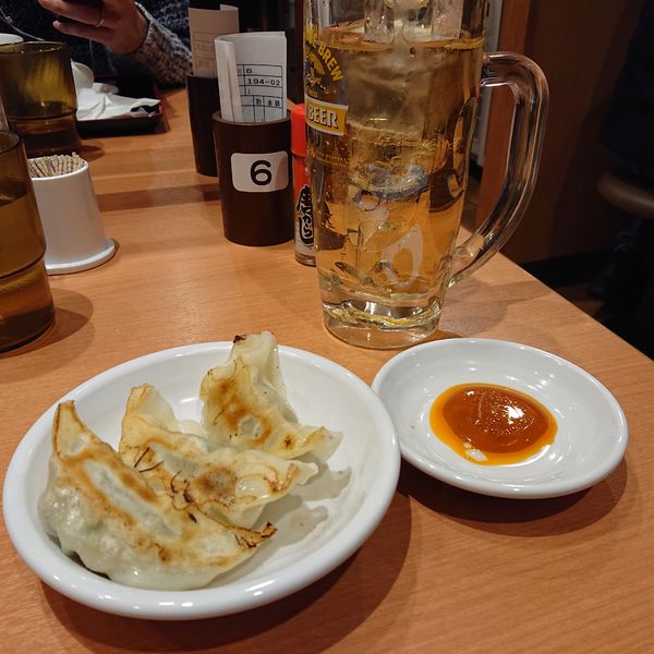 「チゲ味噌チャーハンセット880円、餃子3ヶ130円他」@日高屋 西船橋南口店の写真