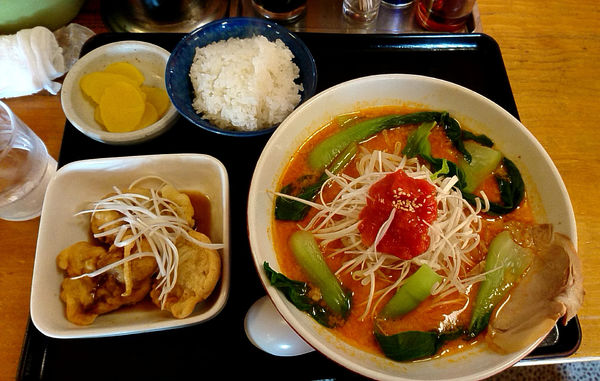 「『とまと味噌+ランチ唐揚げセット(￥800+230)』」@麺房 てっぺんの写真