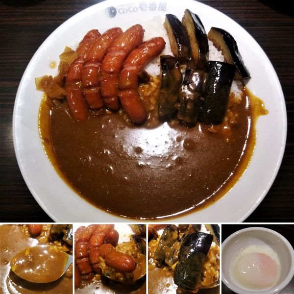 「ソーセージ+なす+半熟玉子カレー(5辛) 1149円」@カレーハウスCoCo壱番屋 東武浅草駅前店の写真