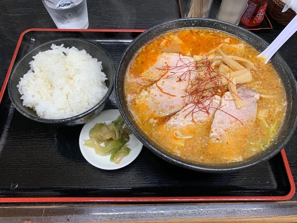 「味噌チャーシュー麺 & 小ライス」@ラーメン炎の写真
