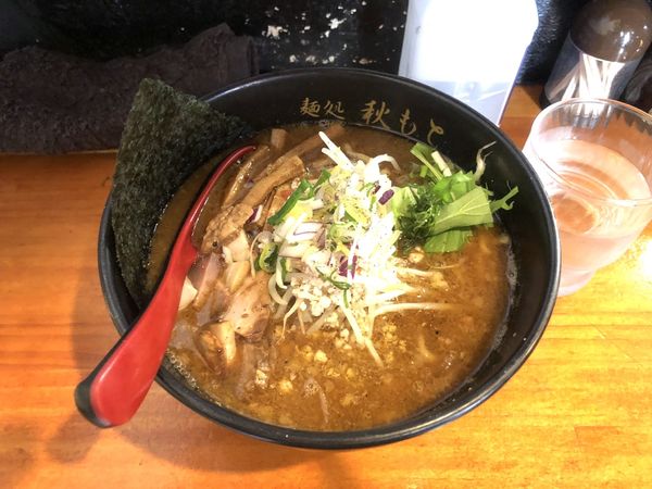 「味噌ラーメン　1100円　屋久島産鯖節×豚鶏白湯×手揉み太麺」@麺処 秋もとの写真