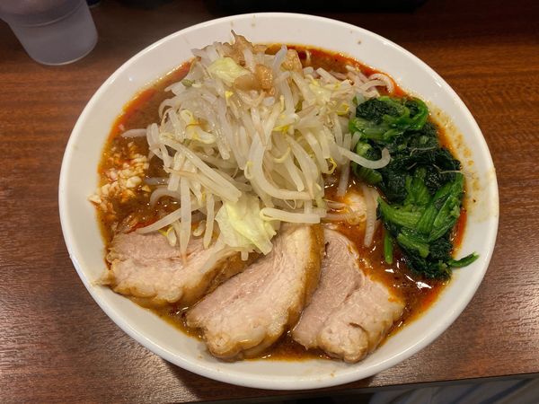 「ミニラーメン、豚1枚、ほうれん草、辛味」@麺屋 づかちゃんの写真
