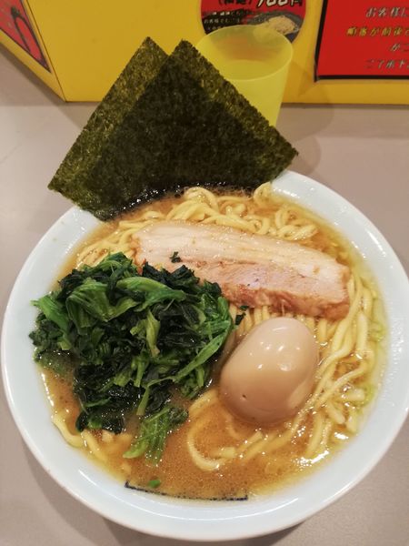 「広豚麺 太麺 大盛り ほうれん草 煮卵 @1000」@広豚麺 改の写真
