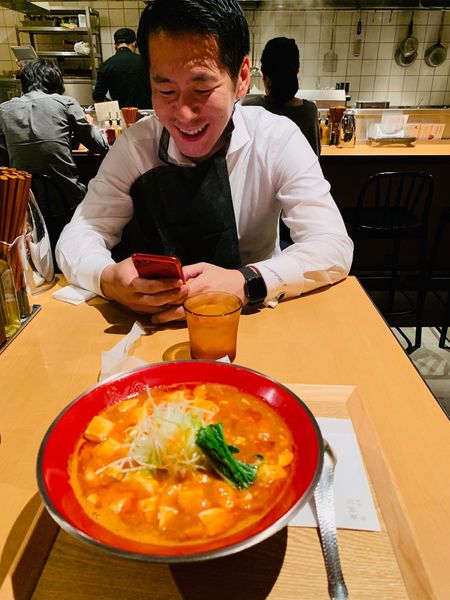「海老辛麻婆麺」@新潟三宝亭東京ラボ 渋谷宮益坂店の写真