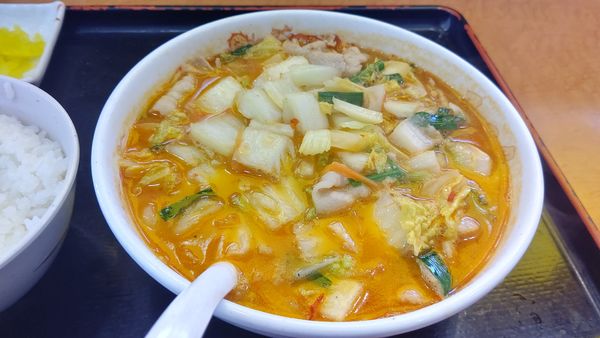 「スタミナラーメンセット小(ライス＋唐揚げ）９８０円」@天理スタミナラーメン 本店の写真