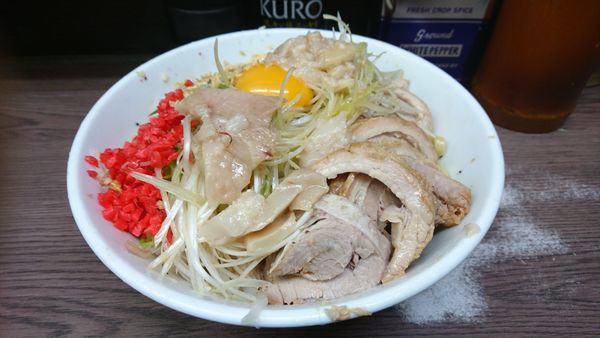 「【昼】小ぶた汁なし+ネギ」@ラーメン二郎 横浜関内店の写真