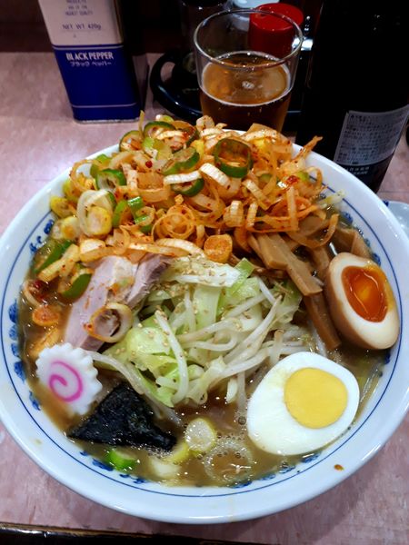 「野菜ラーメン(小)820円+ネギ80円+ビール」@所沢大勝軒の写真
