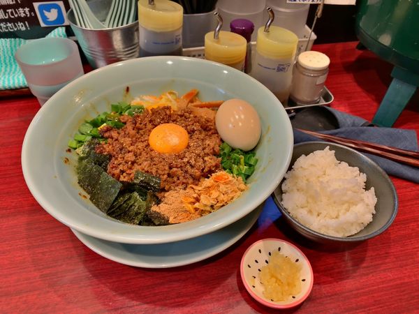 「【気まぐれ限定】台湾まぜそば＋味玉」@佐野らーめん 湧の写真