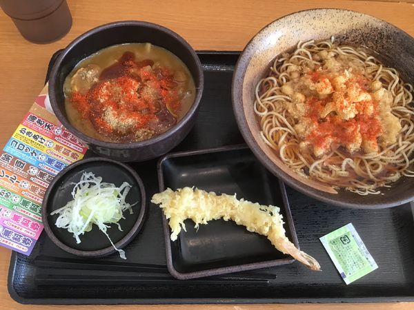 「朝そば(カレー)380円、クーポンで海老天150円が無料」@ゆで太郎 柏名戸ヶ谷店の写真