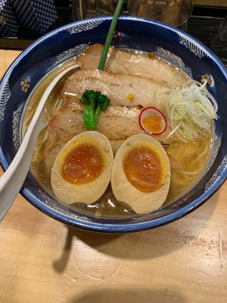 「叉焼純粋豚そば＋味付け卵＋塩辛丼」@なかごの写真