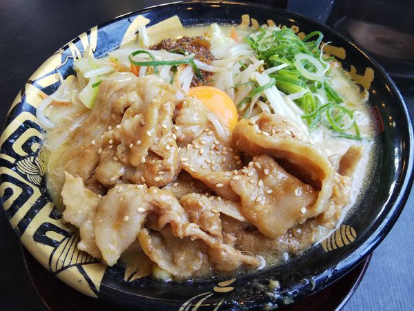 「肉盛りたれ味噌らーめん」@ハルピン味噌らーめん 雷蔵の写真