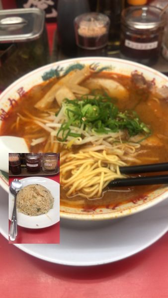 「辛みそラーメン750円＋焼きめし定食230円」@ラーメン魁力屋 草加店の写真