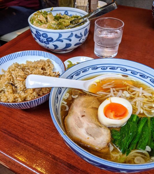 「ミニふーみんそば＋中華おこわセット  1,100円」@ふーみんの写真