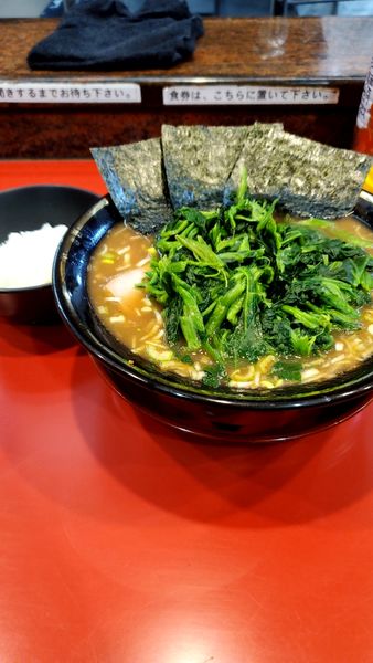 「ラーメン中盛ほうれん草ライス　1150円」@環2家の写真