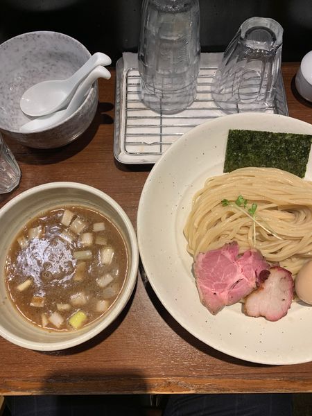 「味玉濃厚豚骨魚介つけ麺950円＋中盛50円」@麺処 はら田の写真