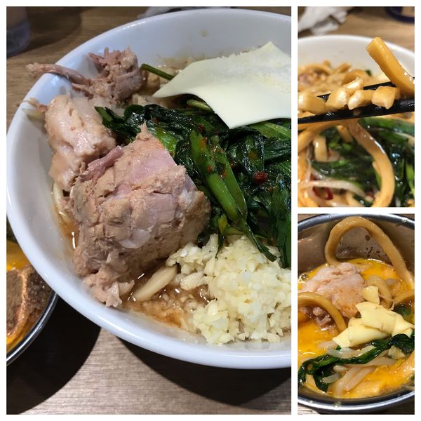 「ラーメン　辛ニラ　チーズ　生たまご」@MEN YARD FIGHTの写真