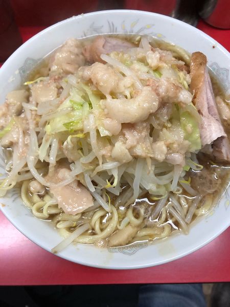 「小ラーメン　かため　やさい　あぶら」@ラーメン二郎 上野毛店の写真