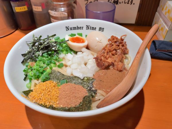 「油そば＋味玉＋刻み海苔」@麺Dining Number Nine 09の写真