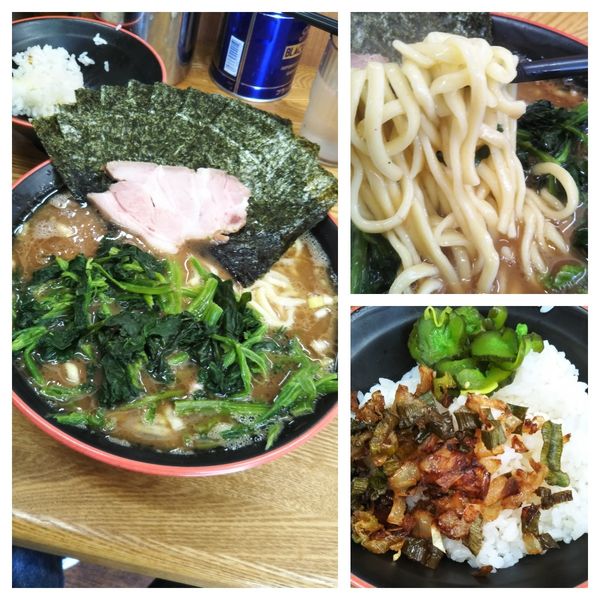 「海苔ほうれん草ラーメン大盛り（カタメ）」@麺家 紫極の写真