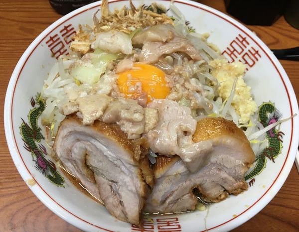 「汁なし 麺硬め ニンニク アブラ カラメ」@ラーメン二郎 亀戸店の写真