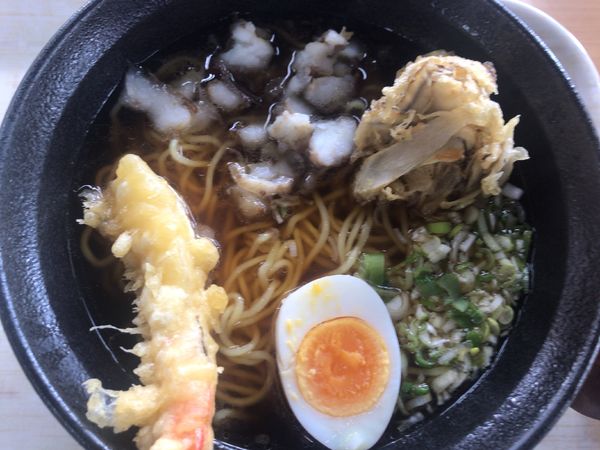 「かすラーメン680円+エビ天100円」@かす家 二本松店の写真