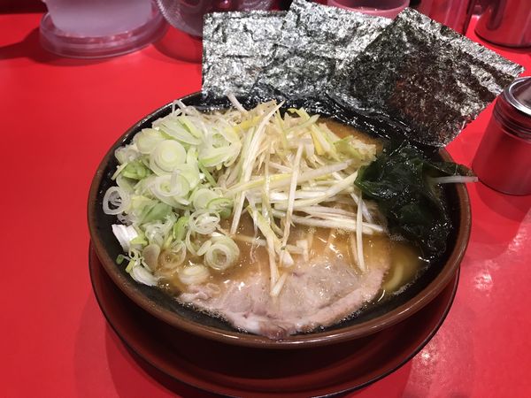 「地獄ラーメン(並) 初級 + クーポン薬味ネギ」@横浜家系らーめん 山崎家の写真