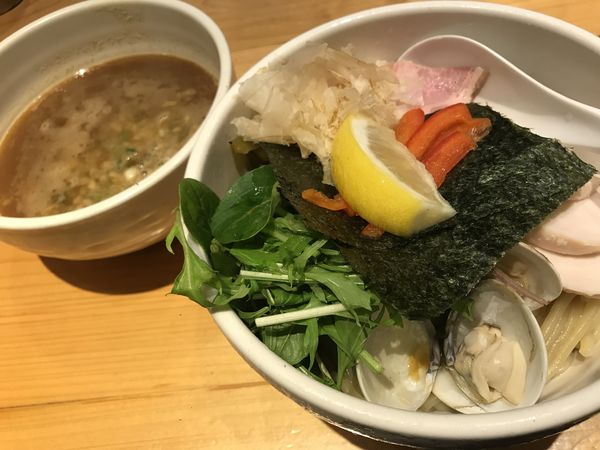 「鶏･蛤のつけ麺(大)」@Ginza Noodles むぎとオリーブの写真