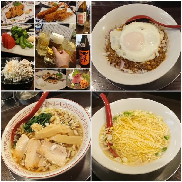 「おまかせコース(ラーメン3種＋おつまみ各種)」@立ち呑み居酒屋 金町製麺の写真