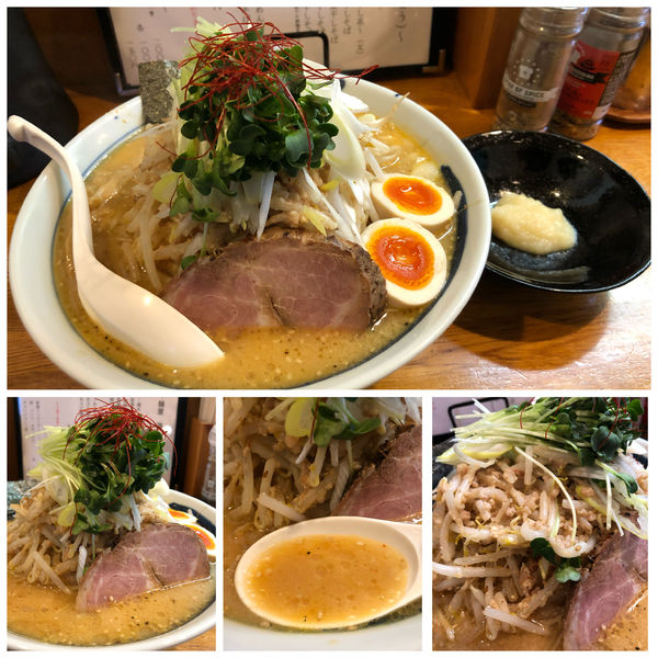 「限定）清湯背脂味噌そば 麺半分 850円 ラーパス味玉」@麺屋 鶏口の写真