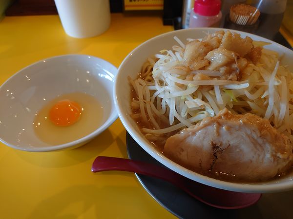 「ラーメン中 ニンニク 生たまご」@ラーメン ヒカリの写真