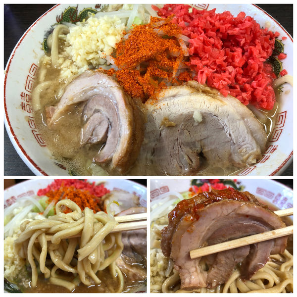 「小ラーメン 750円 麺半分 紅生姜 50円 ニンニク」@ラーメン二郎 川越店の写真