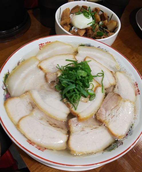 「肉そば（塩）＋温玉チャーシュー丼」@自家製麺中華そば 番家の写真