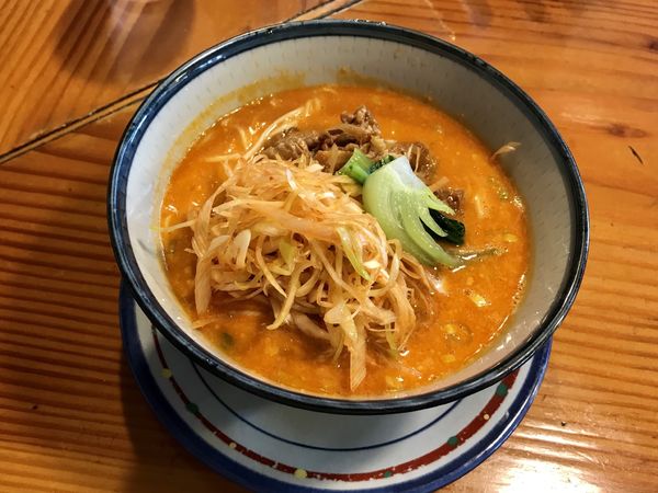 「坦々麺3辛 肉味噌多め+味付き辛ネギ」@はなさき家の写真