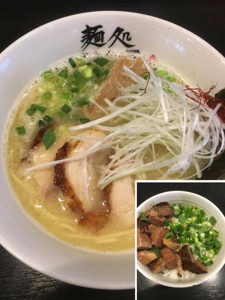 「濃厚鶏白湯そば＋チャーシュー飯（ランチセット930円）」@麺処 れん屋の写真