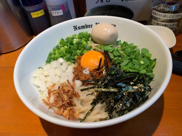 「【限定】台湾まぜそば＋追い飯付き」@麺Dining Number Nine 09の写真