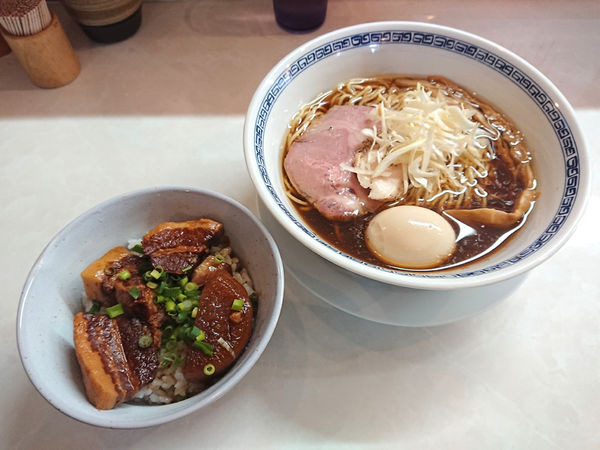 「味玉一無庵そば(シングル)+豚バラ角煮丼」@中華蕎麦 一無庵の写真