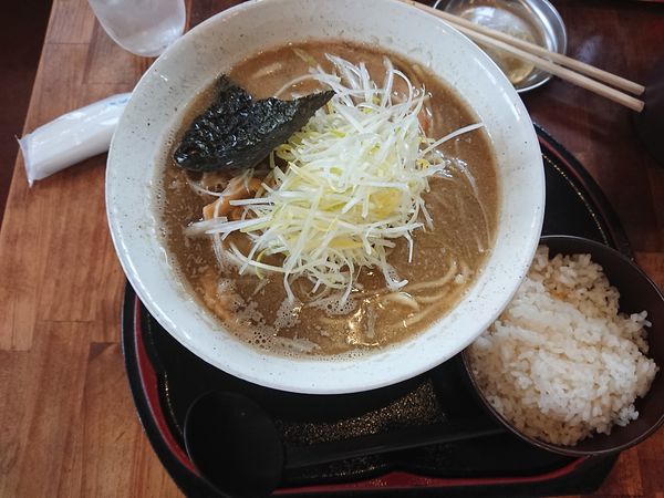 「煮干だし中華そば太麺大盛+ネギ」@くりの木 加須店の写真