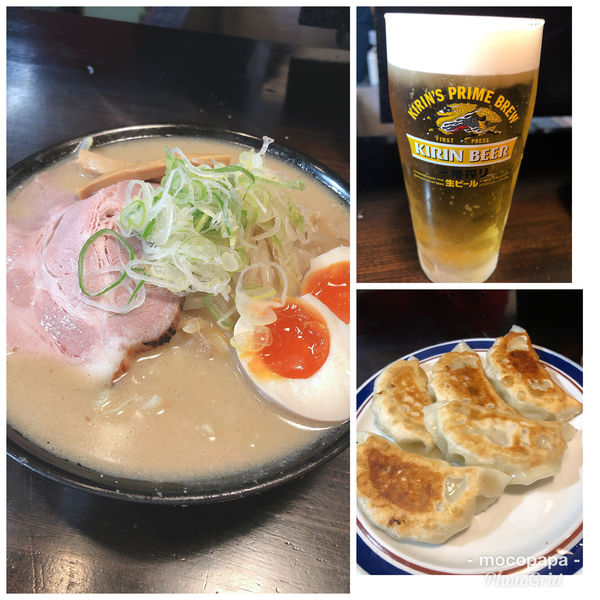 「炎の濃厚味噌らーめん＋餃子＋ビール」@麺匠 茜ノ舞の写真