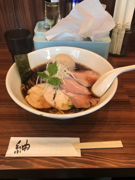 「醤油　チャーシュー味玉増し」@紬生の写真