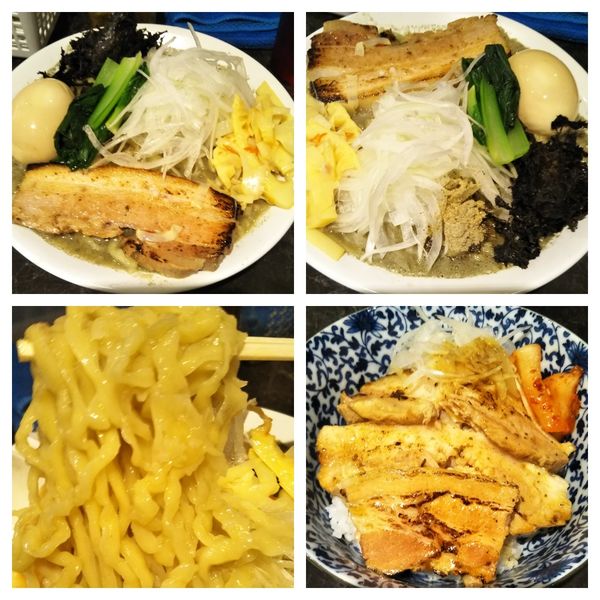 「【限定】背脂鶏煮干しそば（中盛り、辛メンマ無料）＋ミニ肉丼」@中華SOBA にぼ乃詩の写真