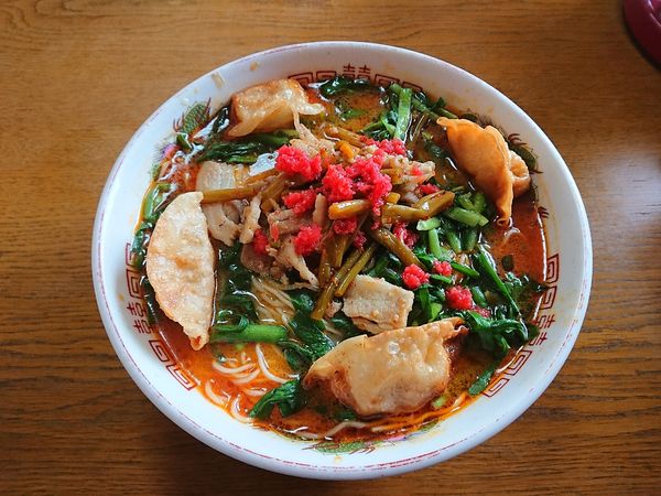 「満州にら餃子ラーメン(みそ、大盛) 800円」@さかえや本店の写真
